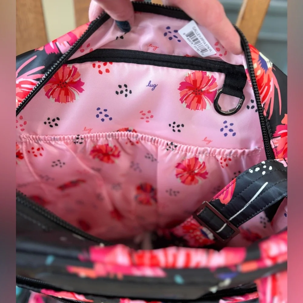 Lug Puddle Jumper LE Tote Bag. Pom Pom Floral Black. NWT - Picture 7 of 11